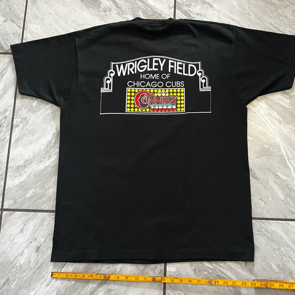 Chicago Cubs Connies Pizza Wrigley Field Shirt Travel Vintage Made USA Black XL - Picture 4 of 5